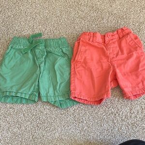 The Children's Place Green & Coral Pull-On Shorts Pair